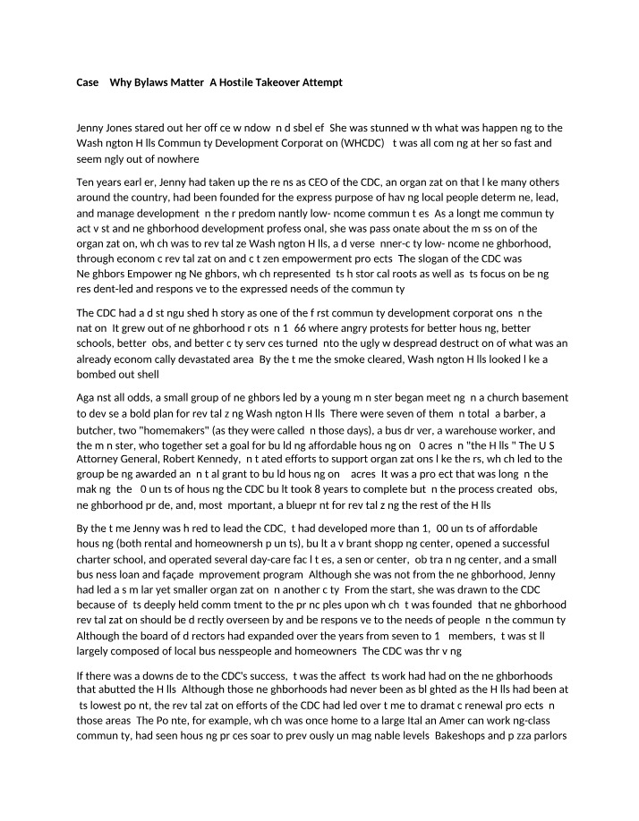 Why Bylaws Matter - A Hostile Takeover Attempt (Case 4)