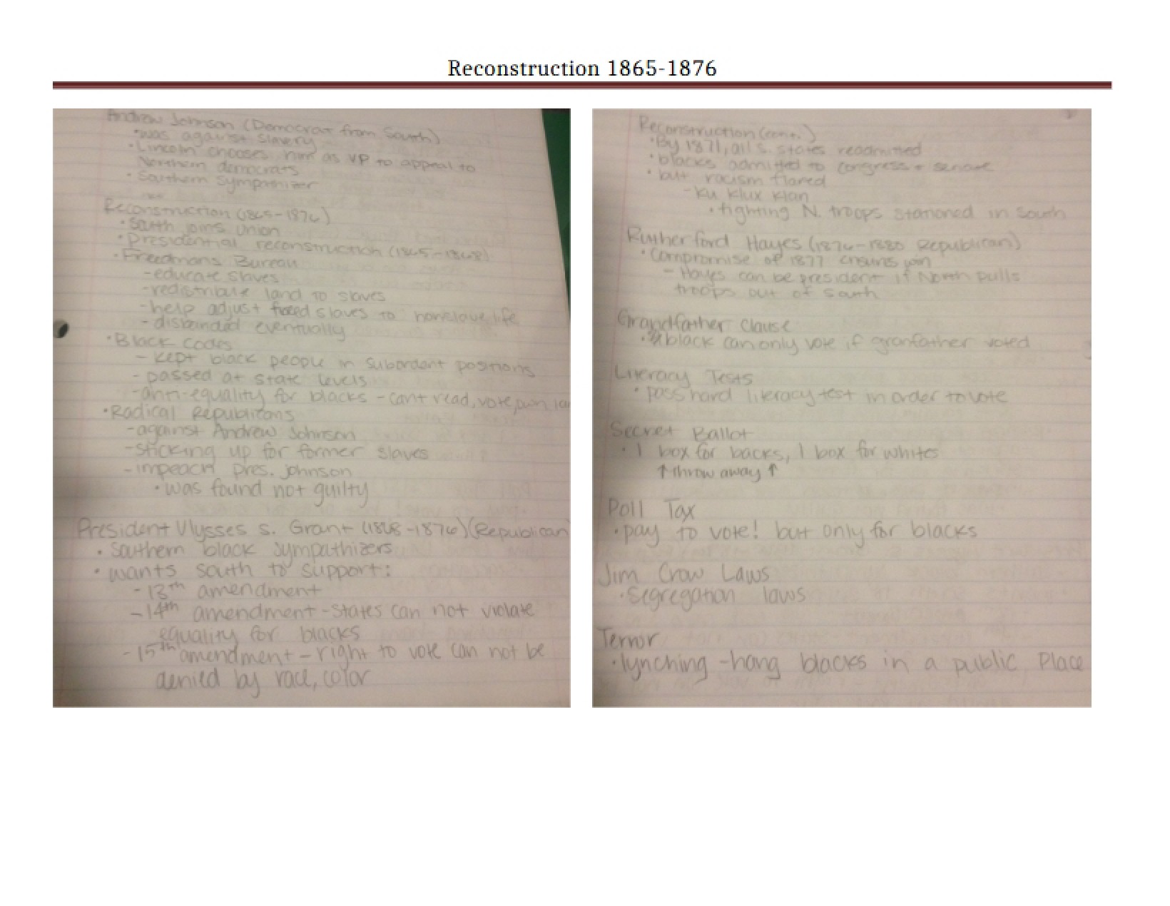 1865-1876 Reconstruction Era
