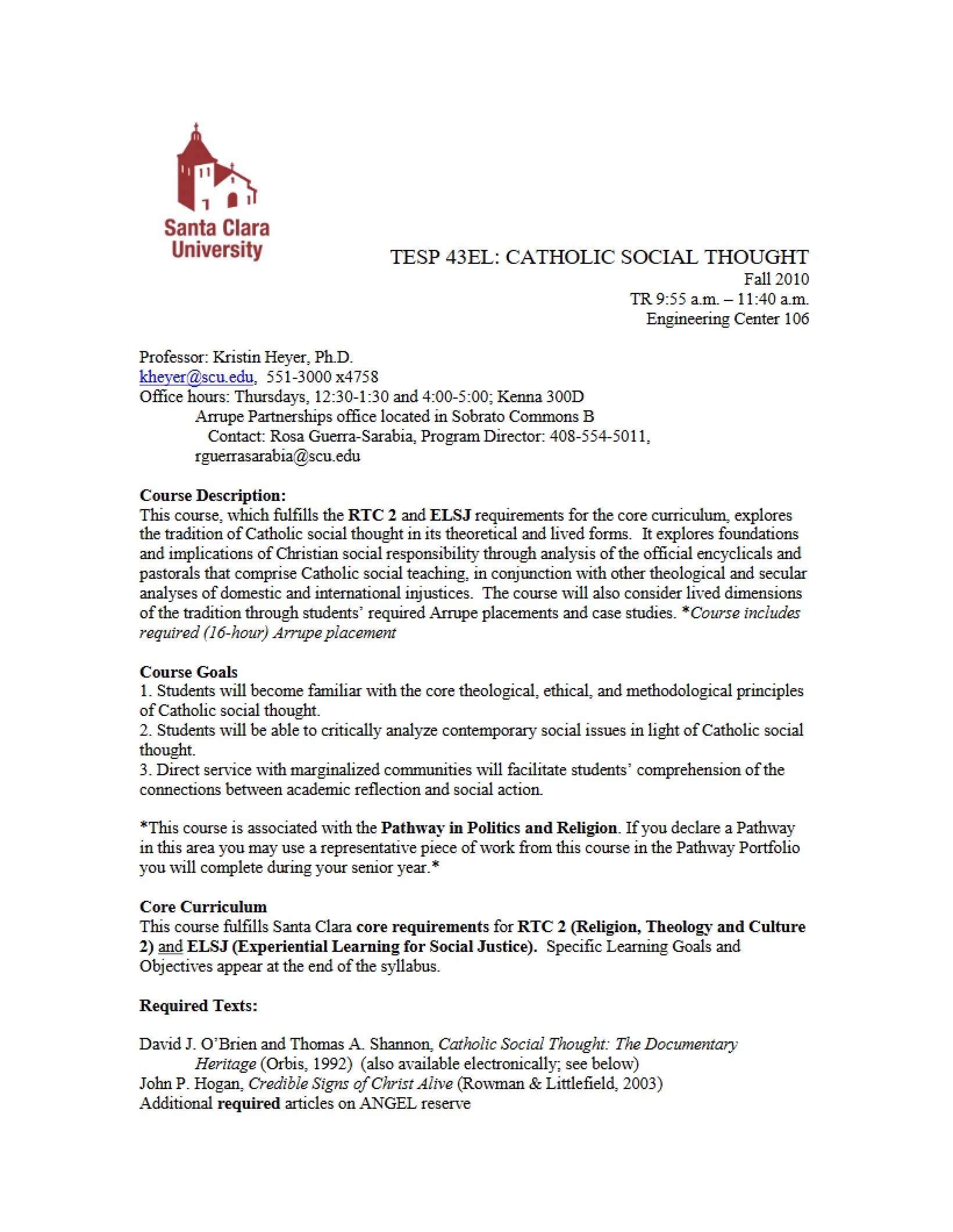 Catholic Social Thought Syllabus