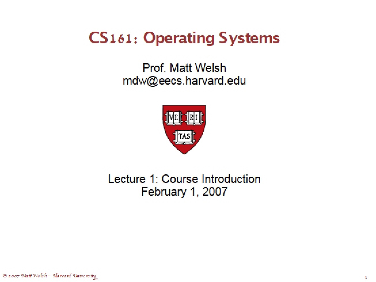 First Lecture Introduction to Operating Systems