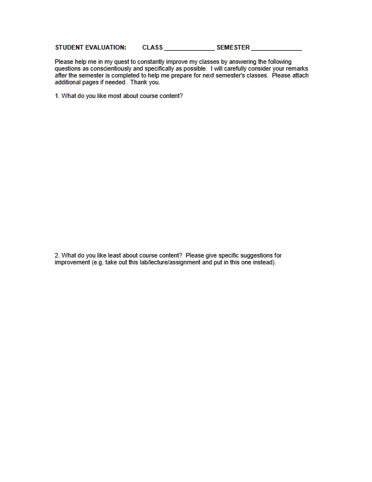 Second Student Evaluation for a Natural History of the Southwest Course