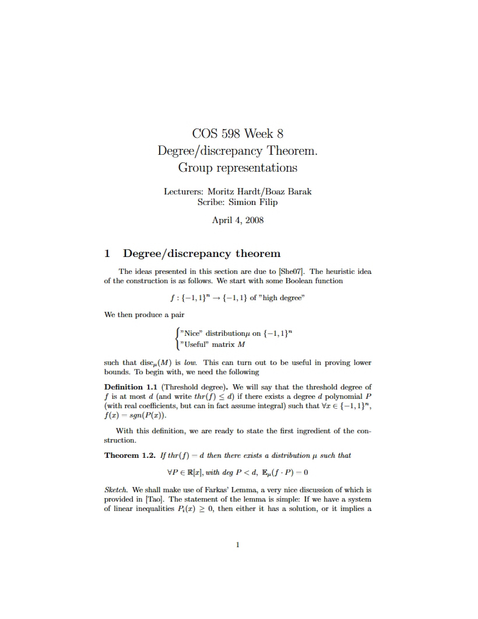 Theorem of Degree Discrepancy