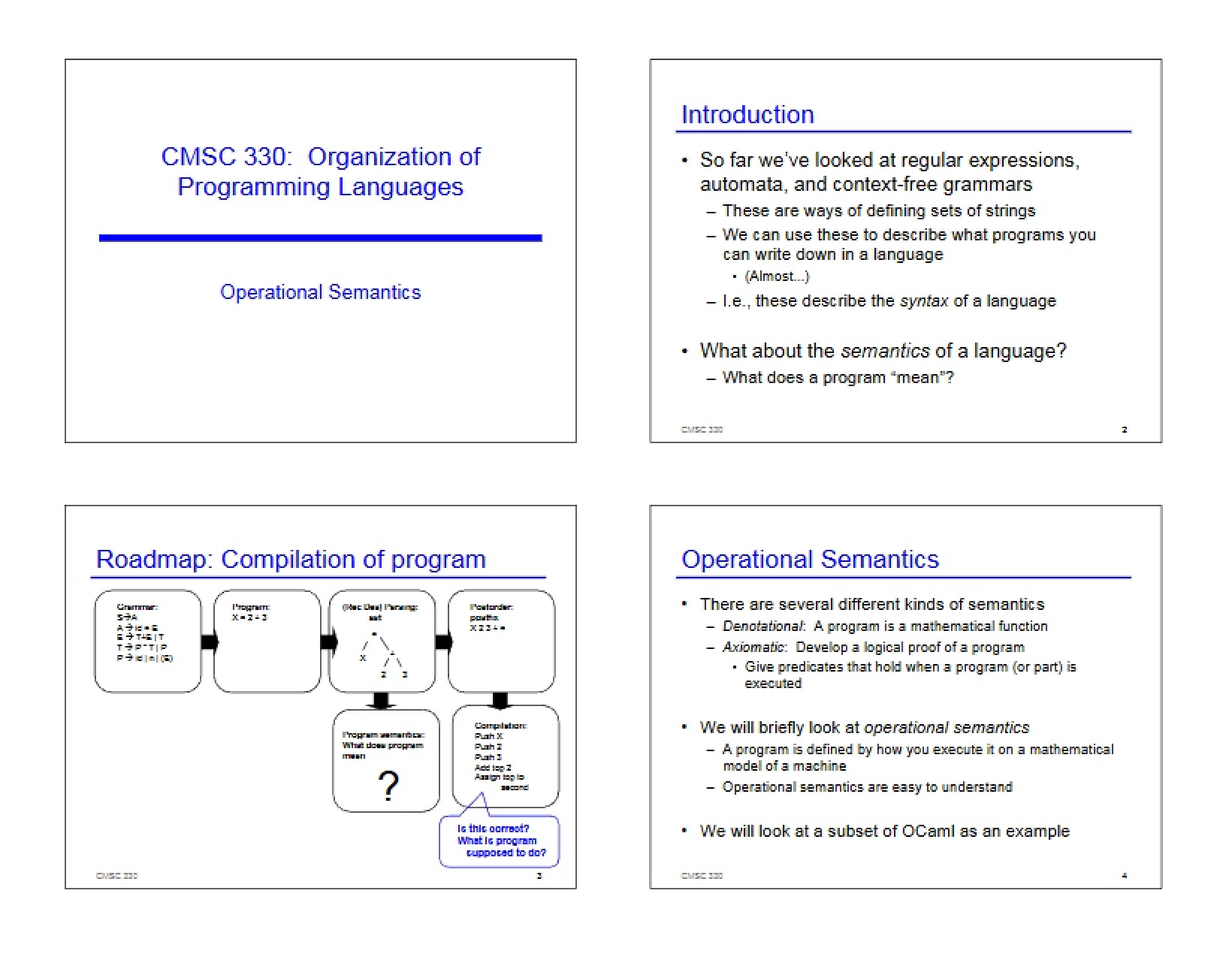 Operational Semantics Overview