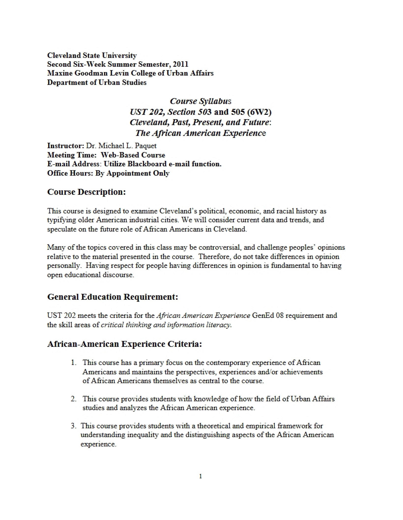 Cleveland Black History Syllabus