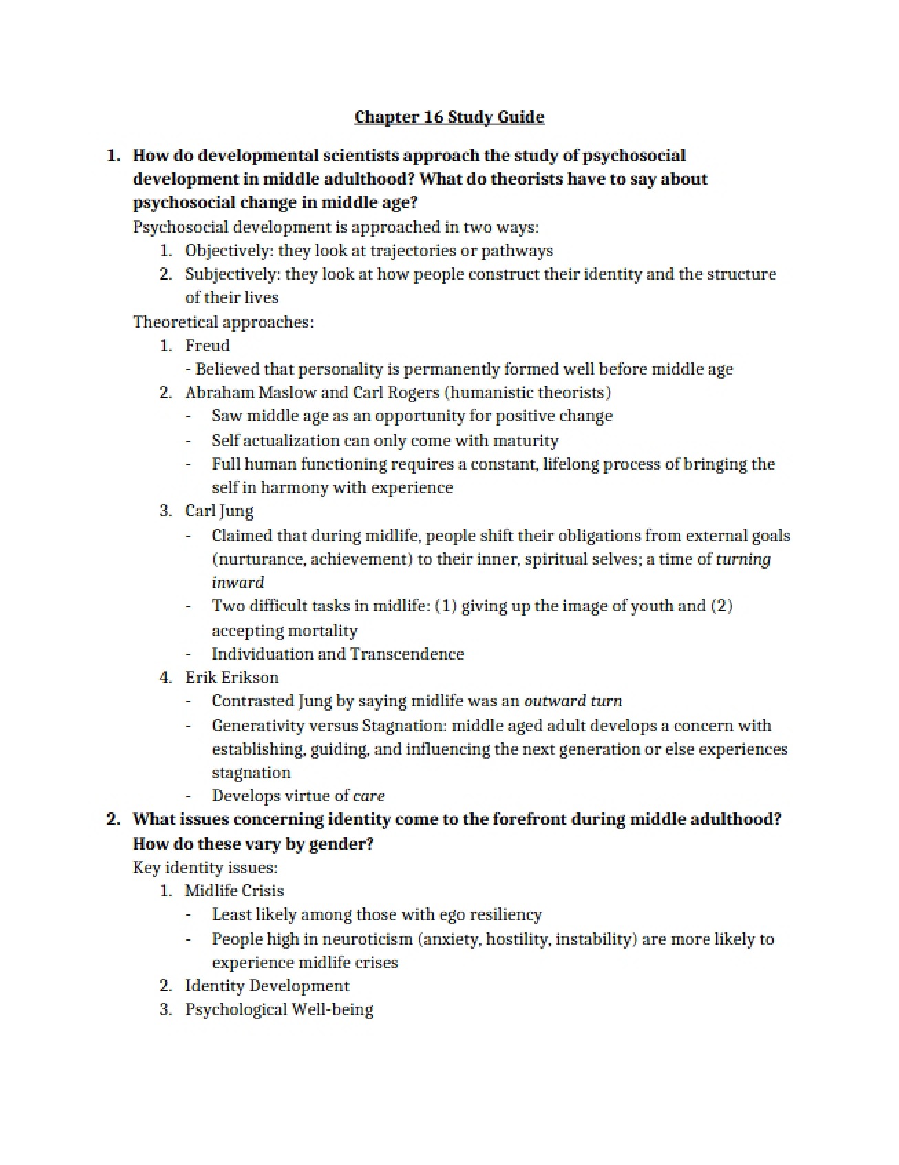 Study Materials for the Sixteenth Chapter