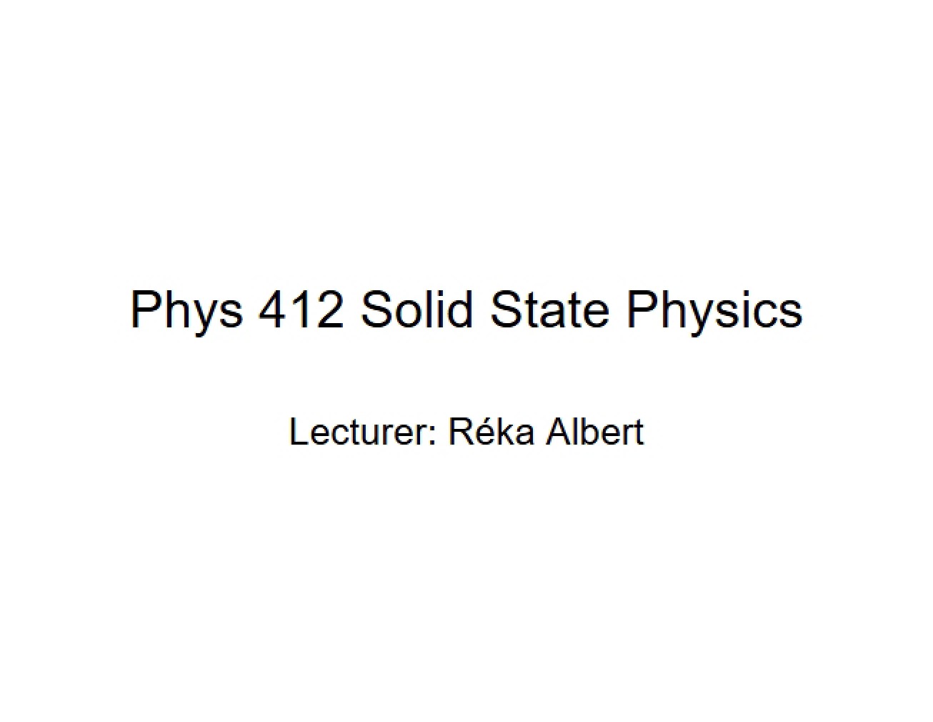 Solid State Physics Overview