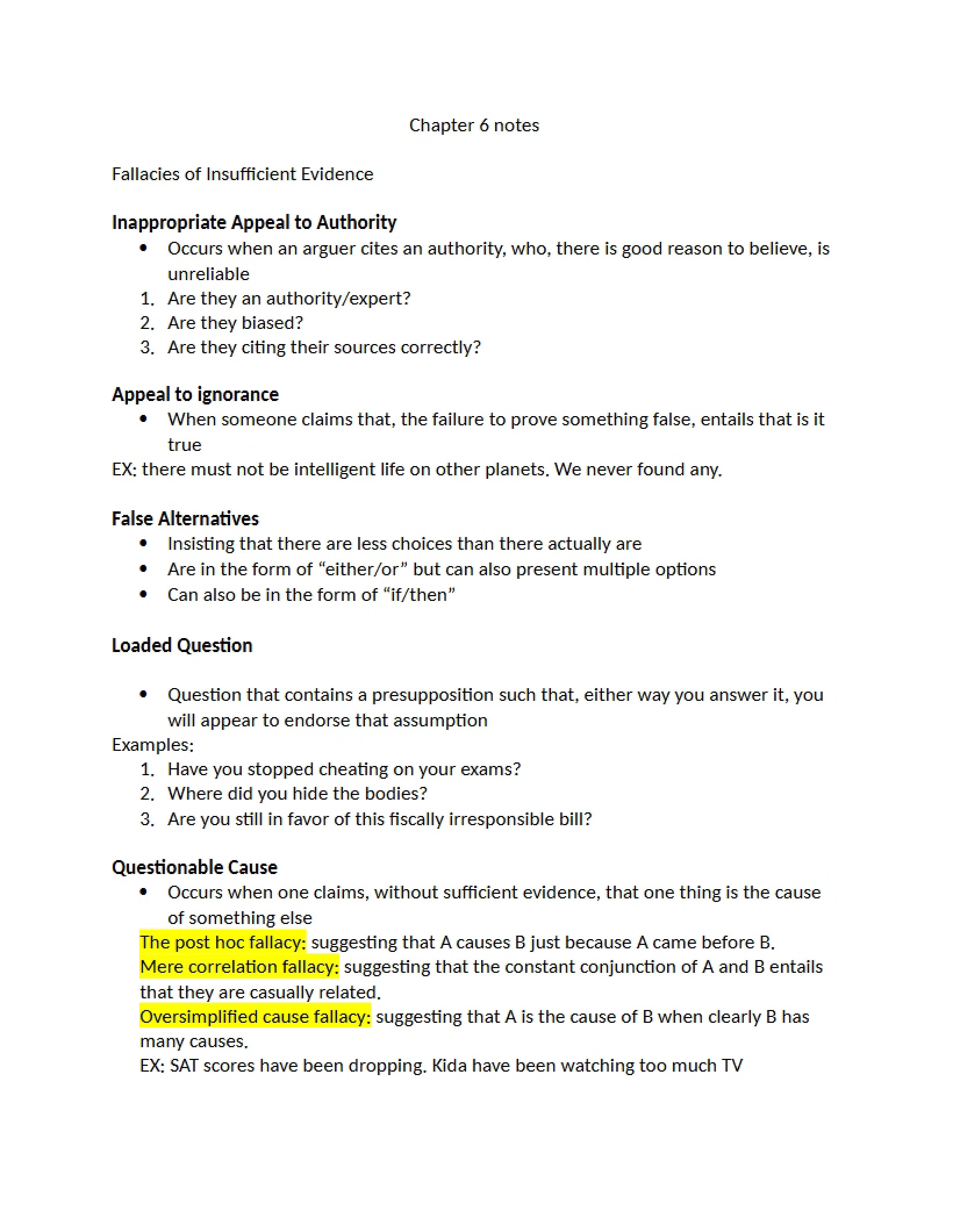 Notes for Chapter Six