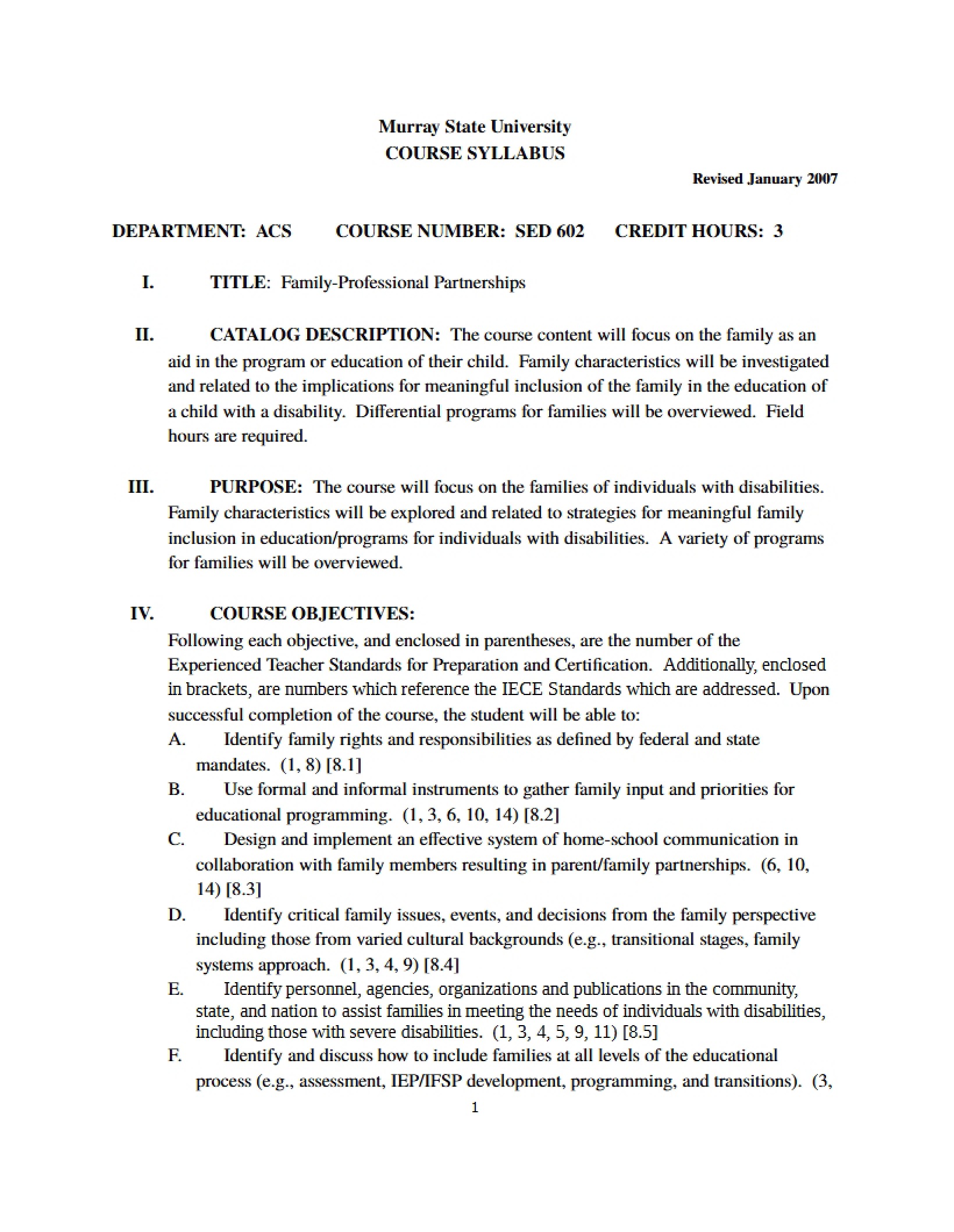 Syllabus - 4 Pages
