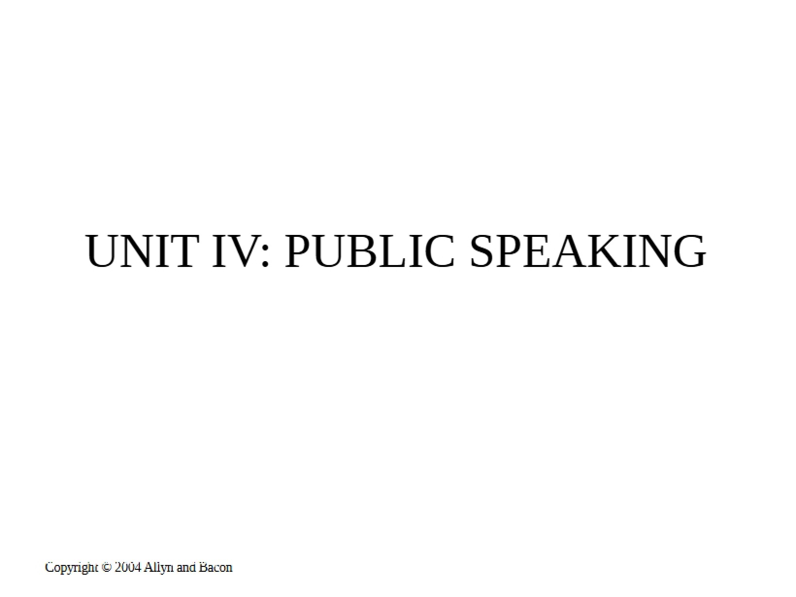Public Speaking Unit 4