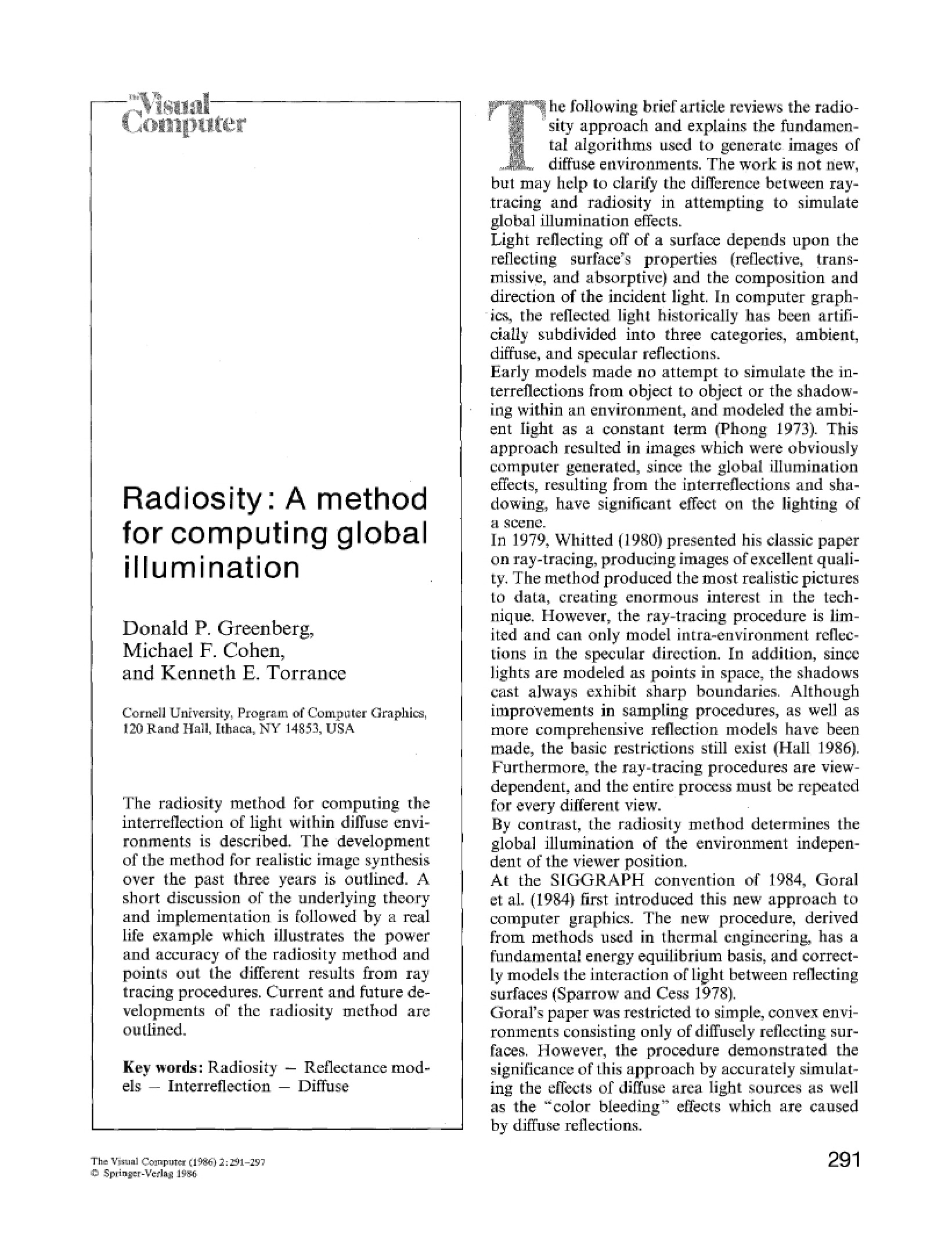 Radiosity in Rendering