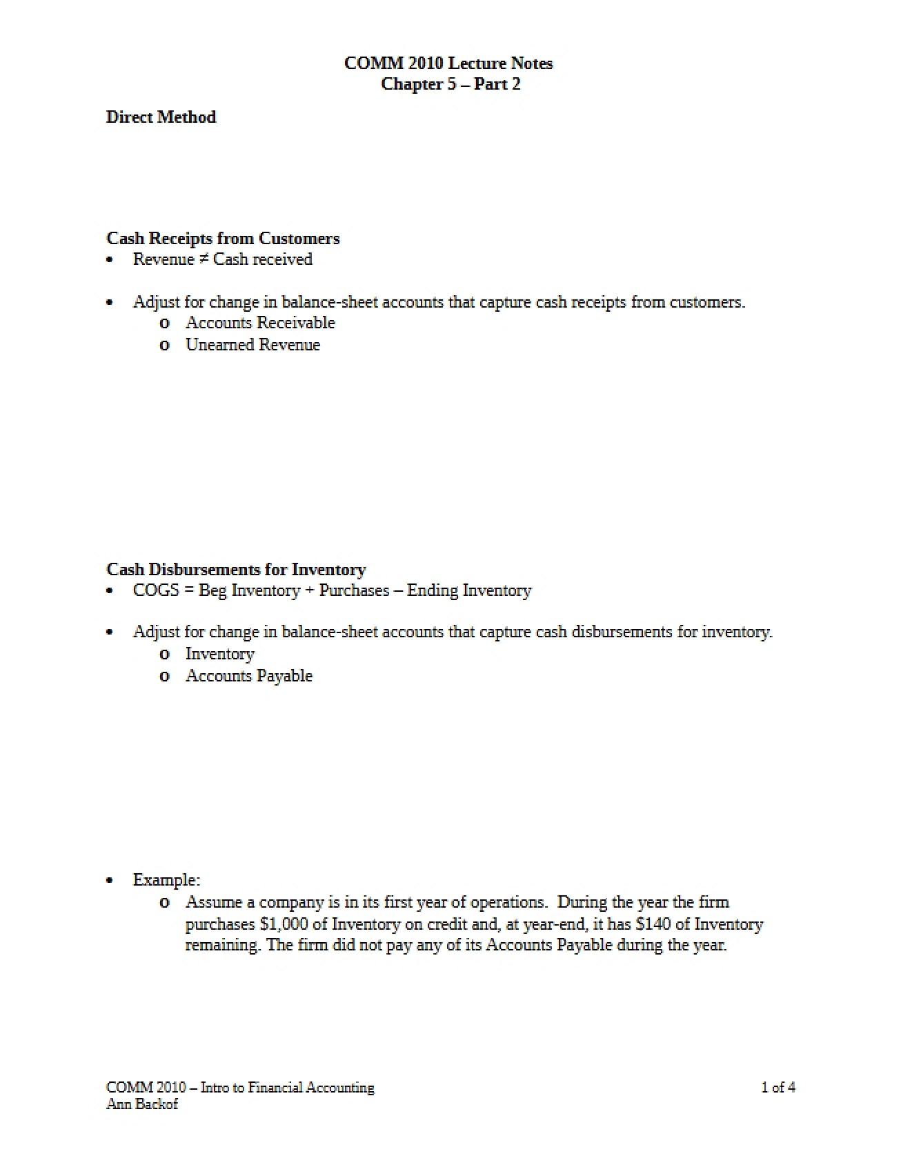 Notes for Chapter 5 Part 2