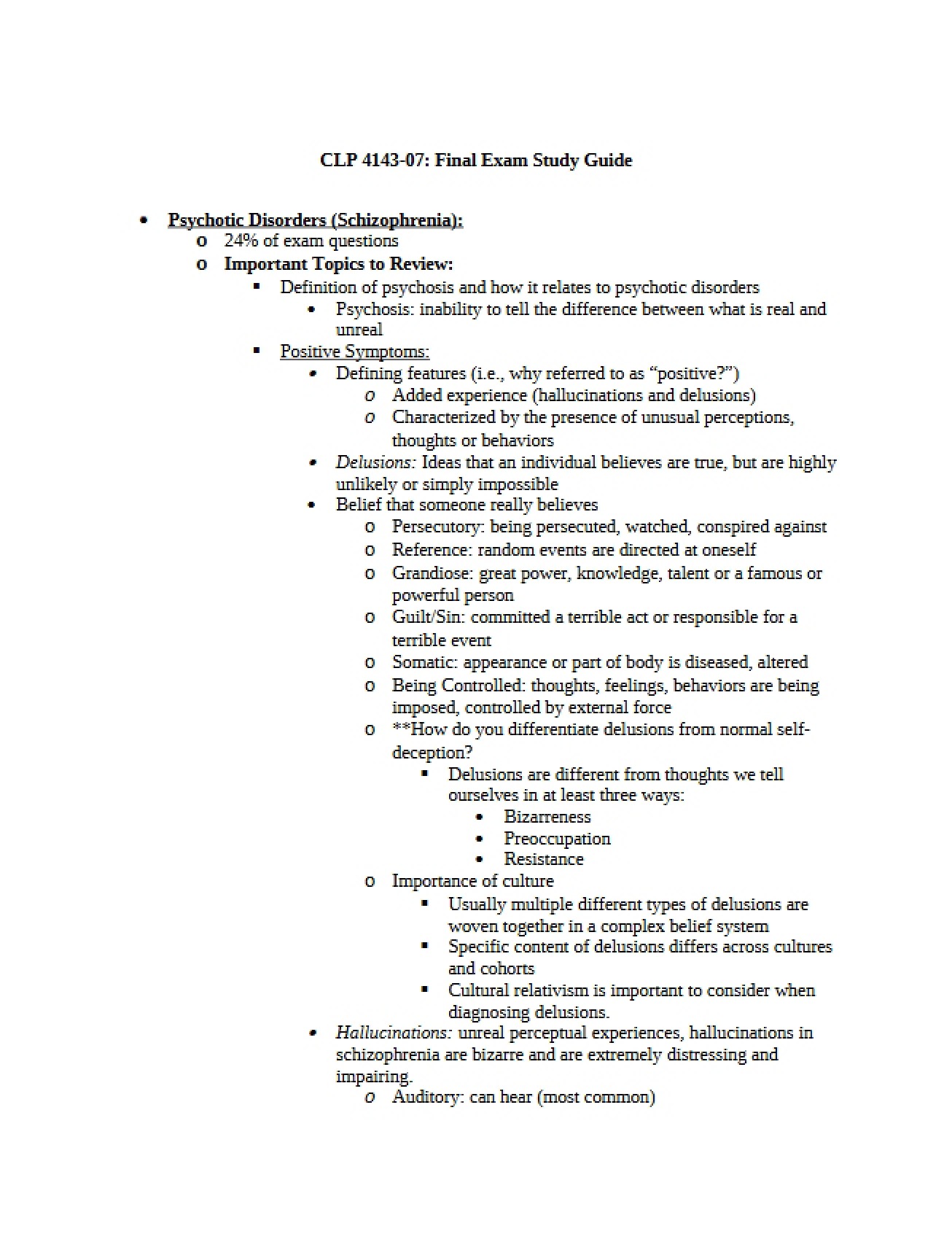 Overview of Psychotic Disorders Part 3