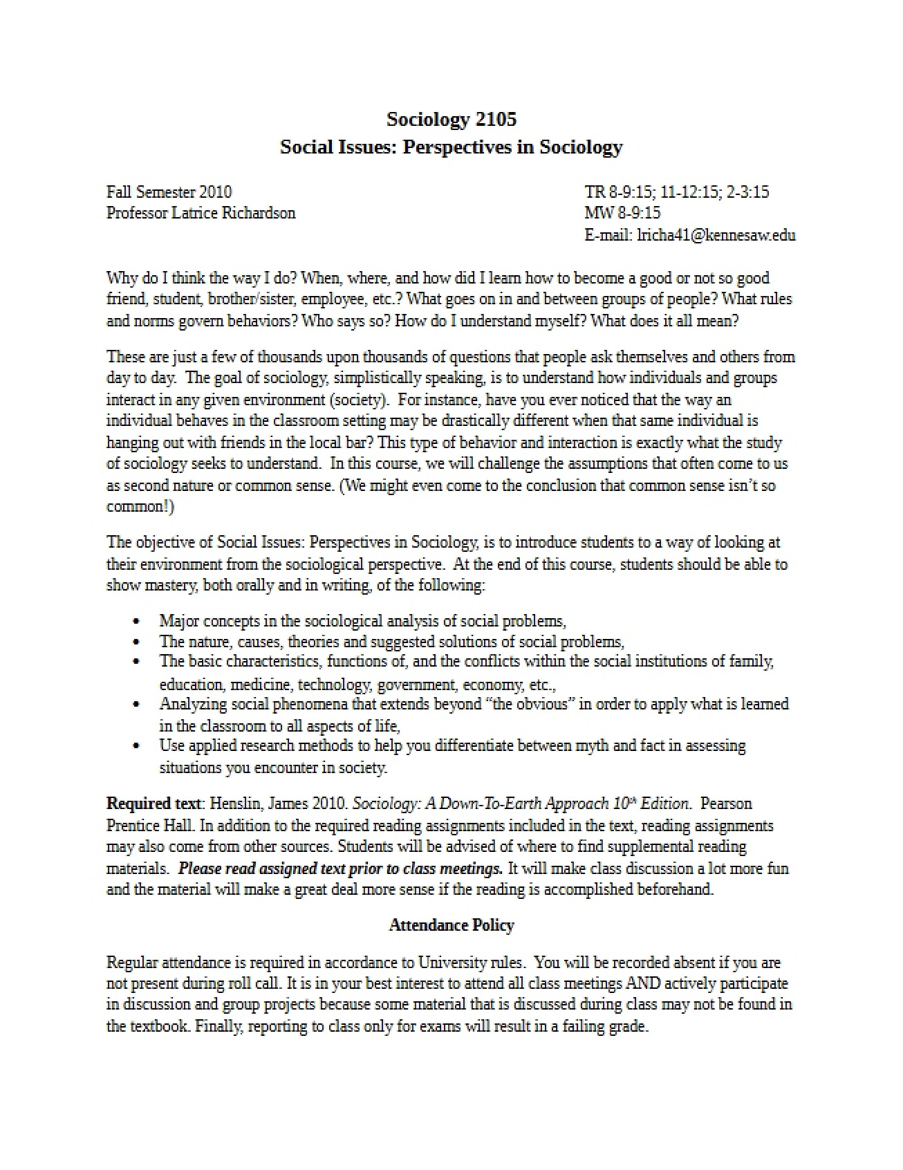 Social Issues Syllabus