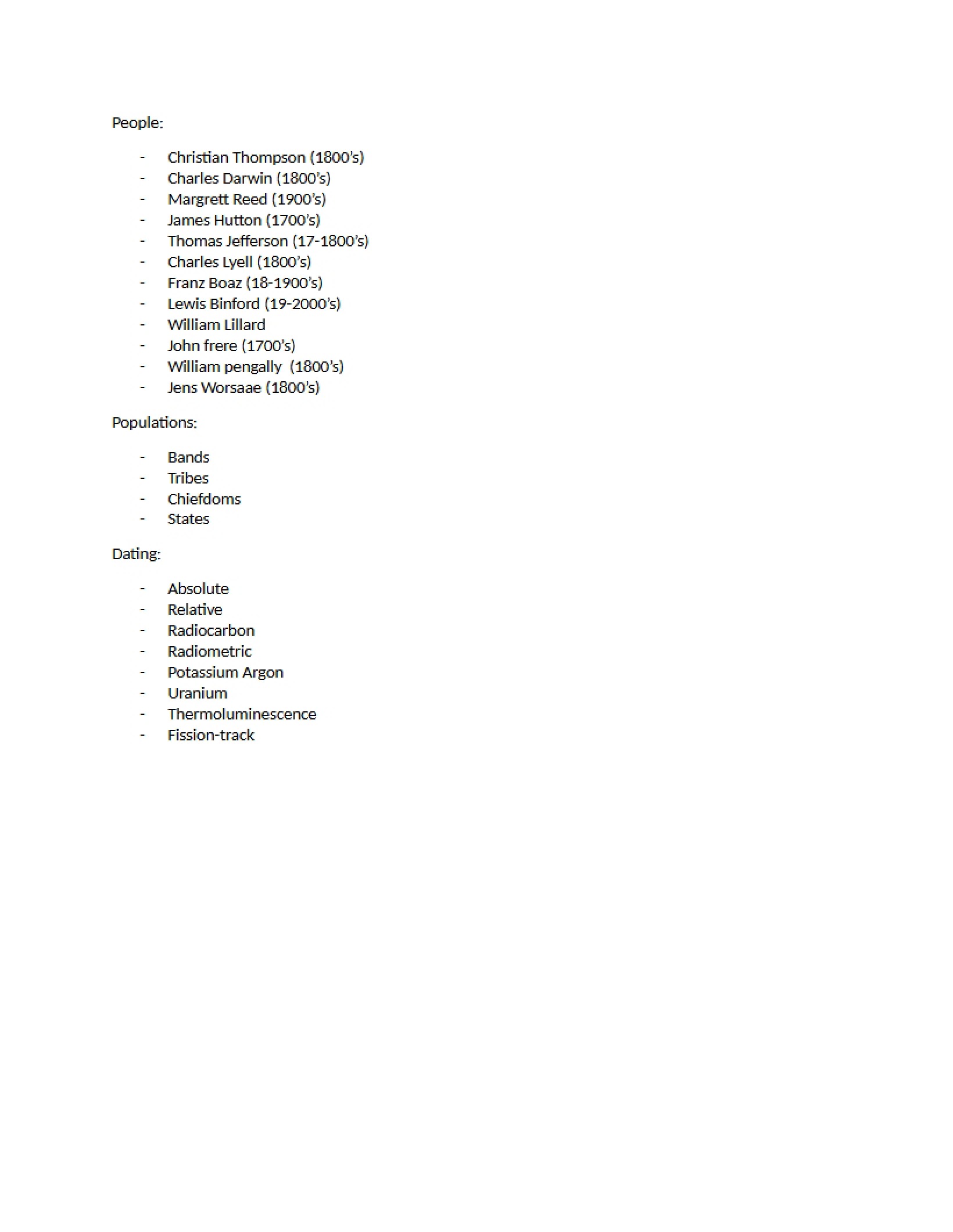 Midterm Topics in Archaeology