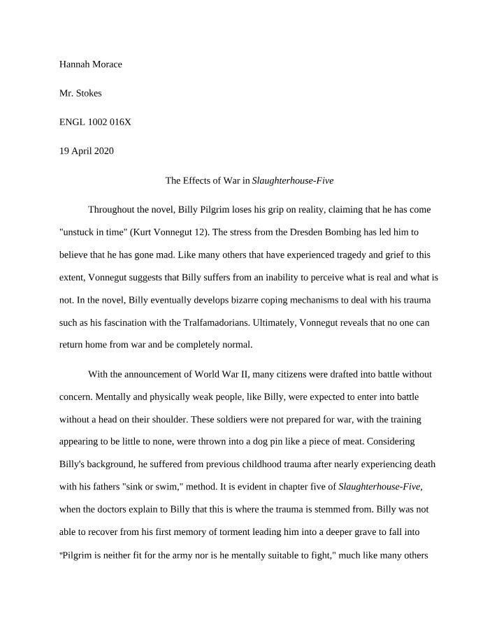 Slaughterhouse-Five - The Effects of War