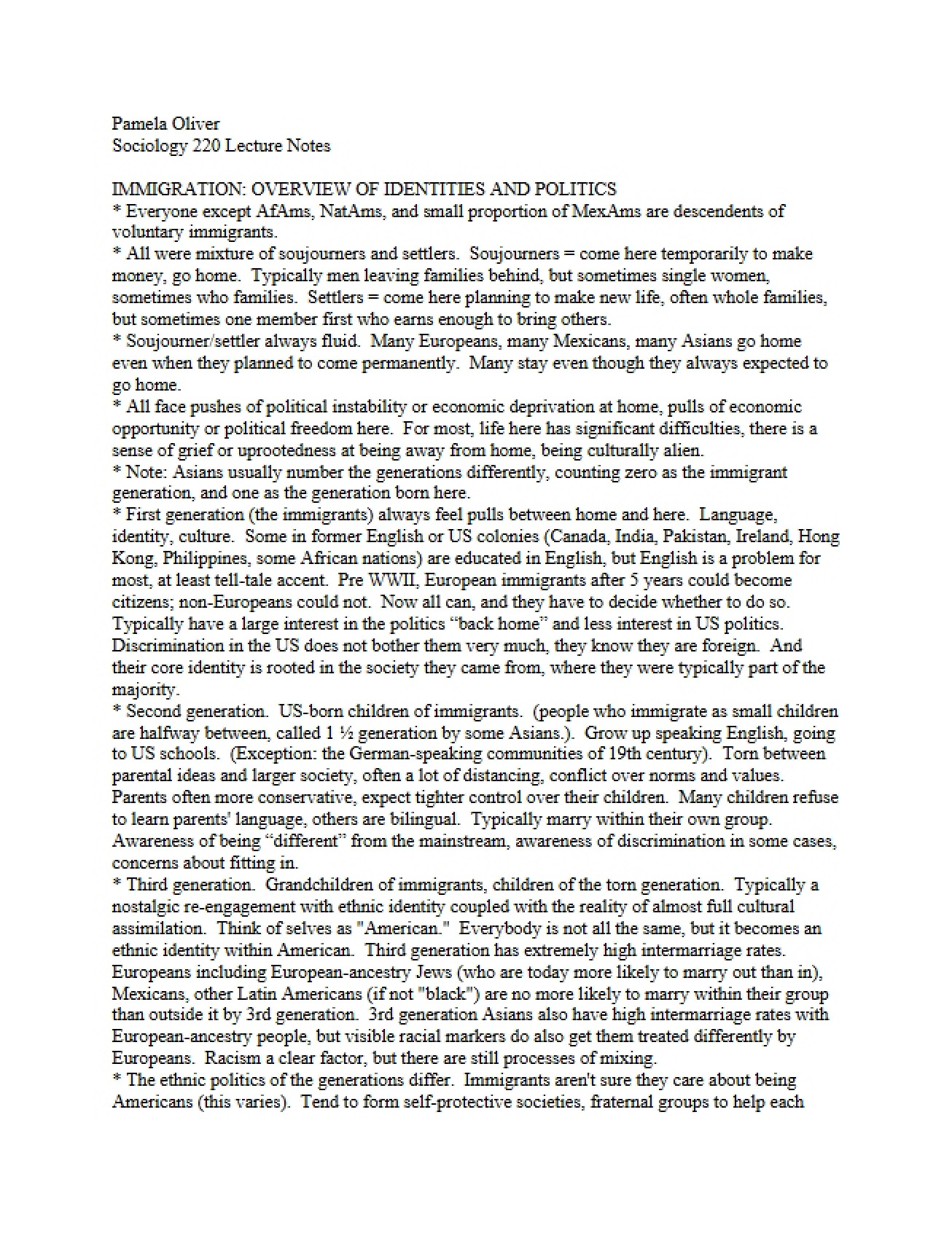 Politics and Identity in Immigration Overview