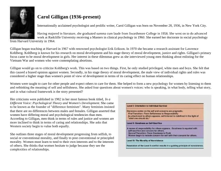 Women's Moral Development - Insights from Carol