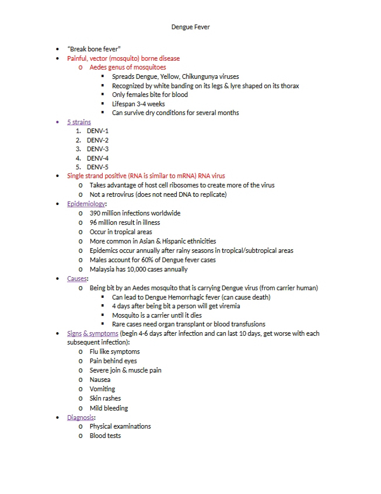 Fever Type Dengue