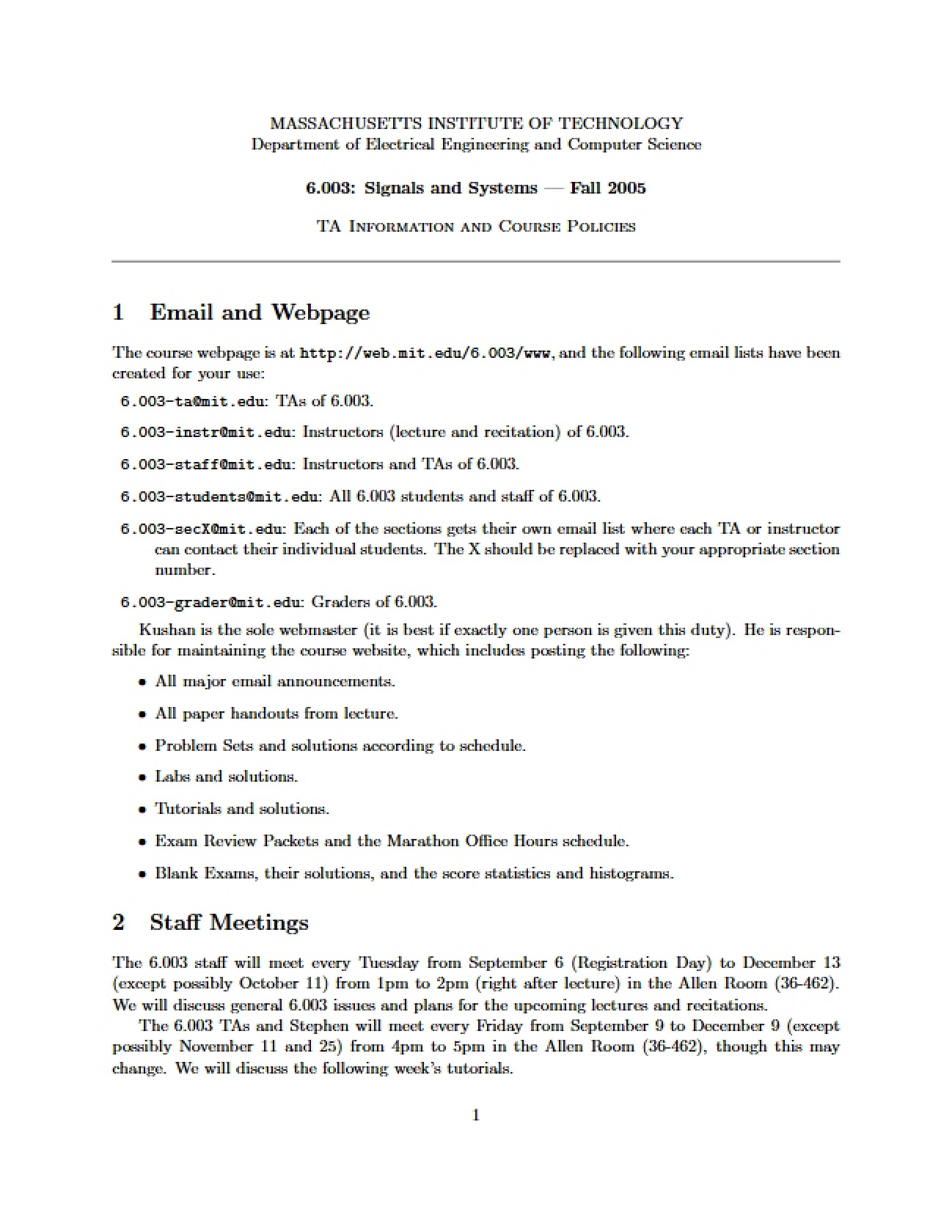 Info on Course