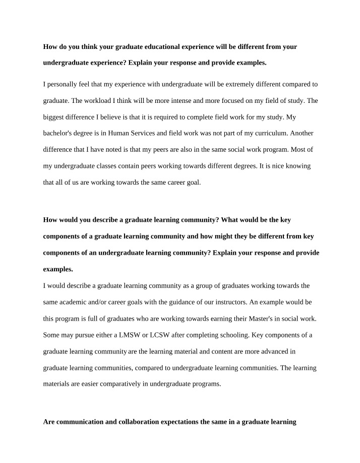 Differences Between Undergraduate and Graduate Education