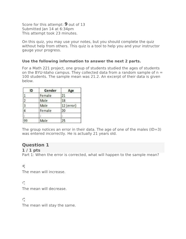 Quiz on Measures of Central Tendency