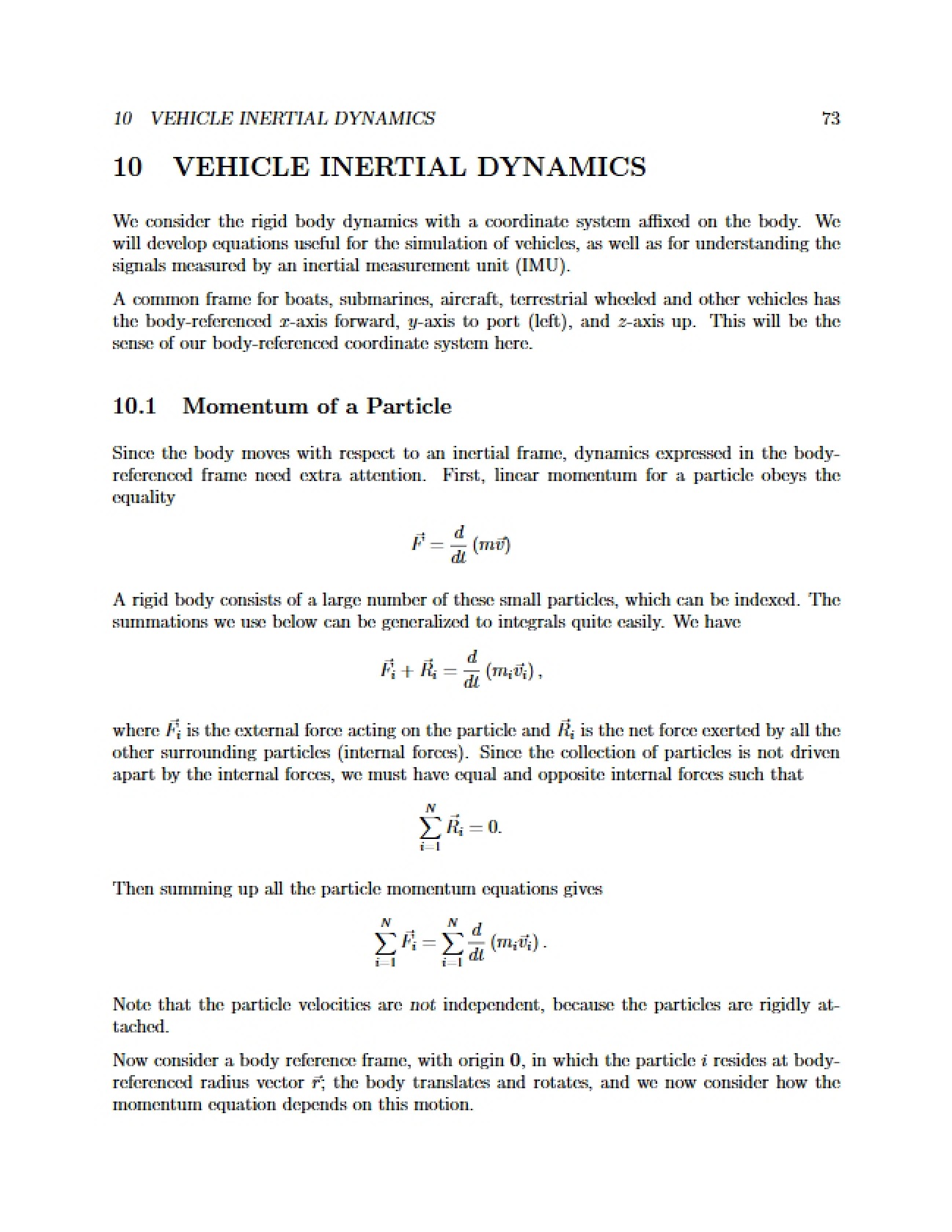 Inertial Dynamics of Vehicles
