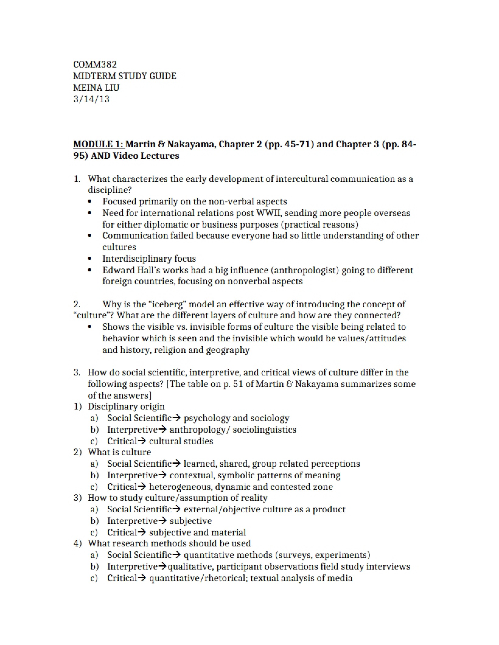 Midterm Preparation Guide