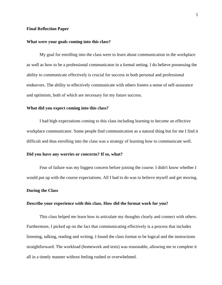 Workplace Communication - Reflections and Strategies