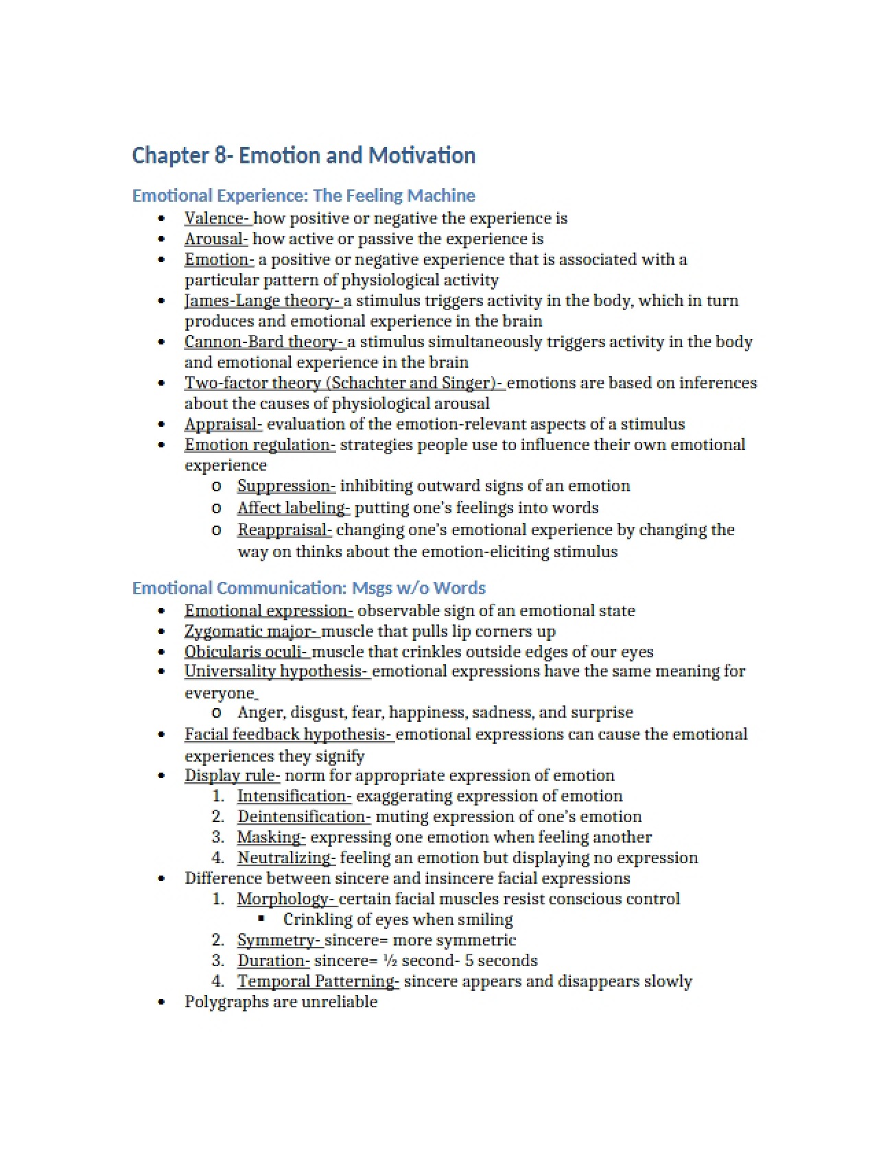 Motivation and Emotion Chapter 8