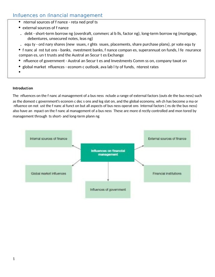 Financial Management Influences
