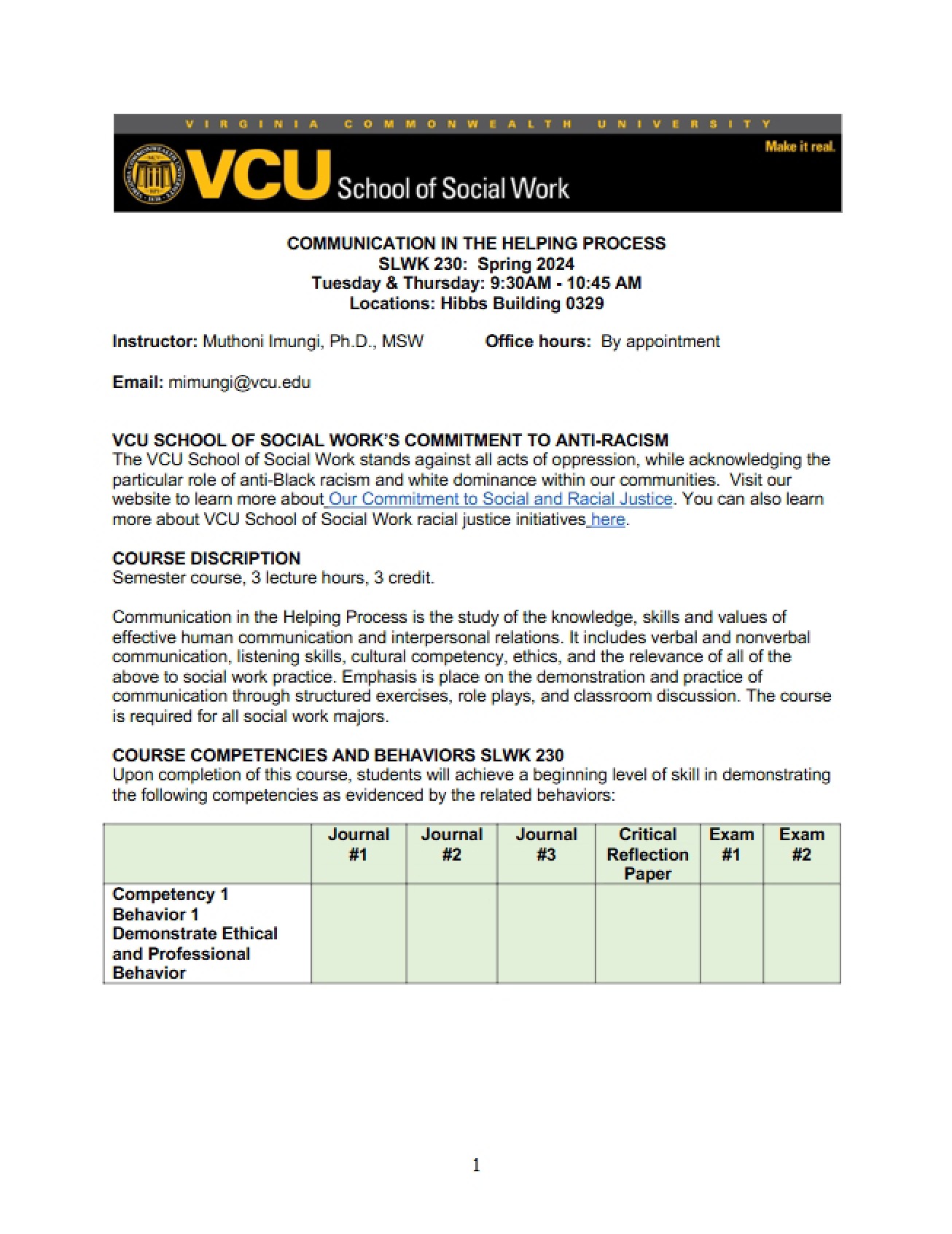 Course Syllabus - Introduction to Sw