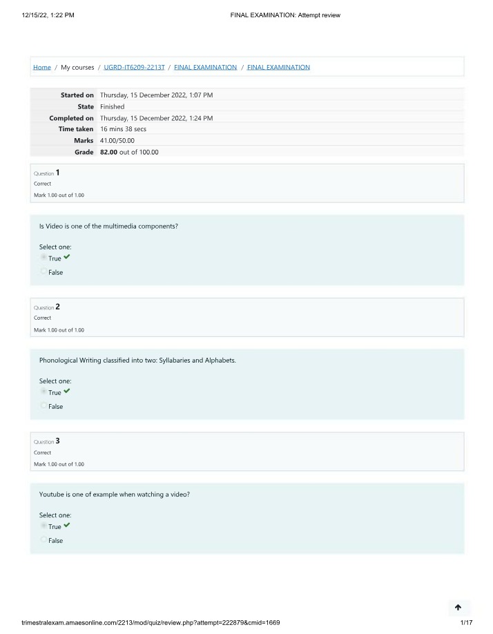 True or False Questions on Multimedia Components