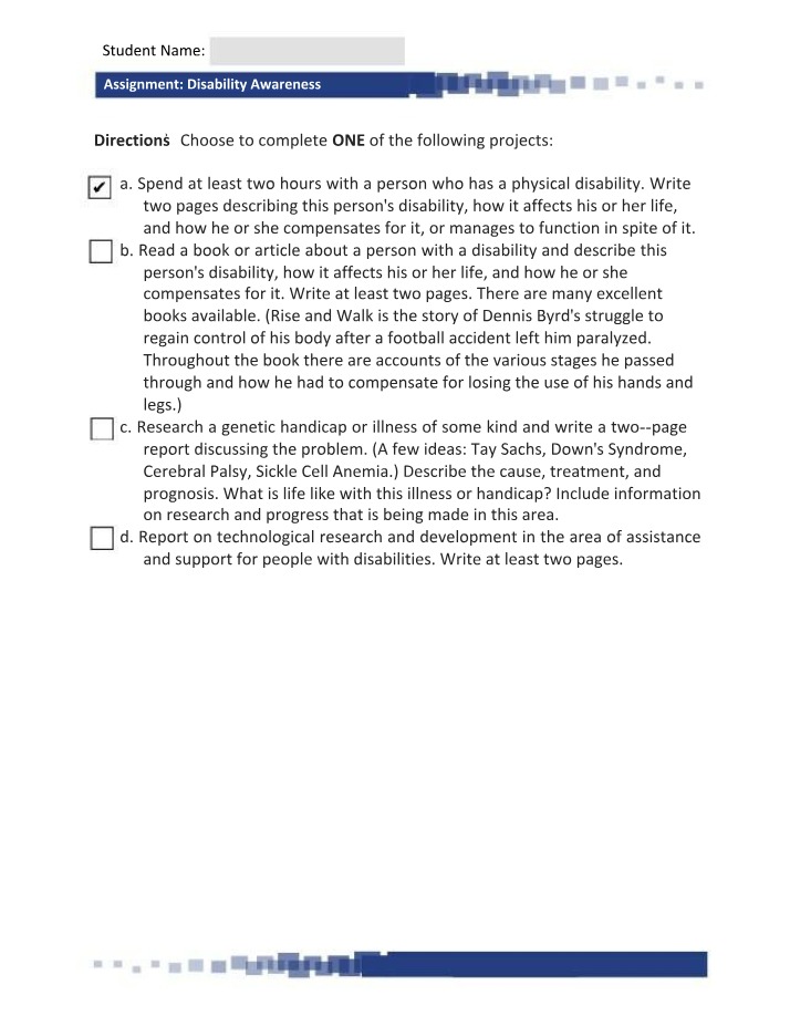Disability Awareness - HISTORY452 Assignment