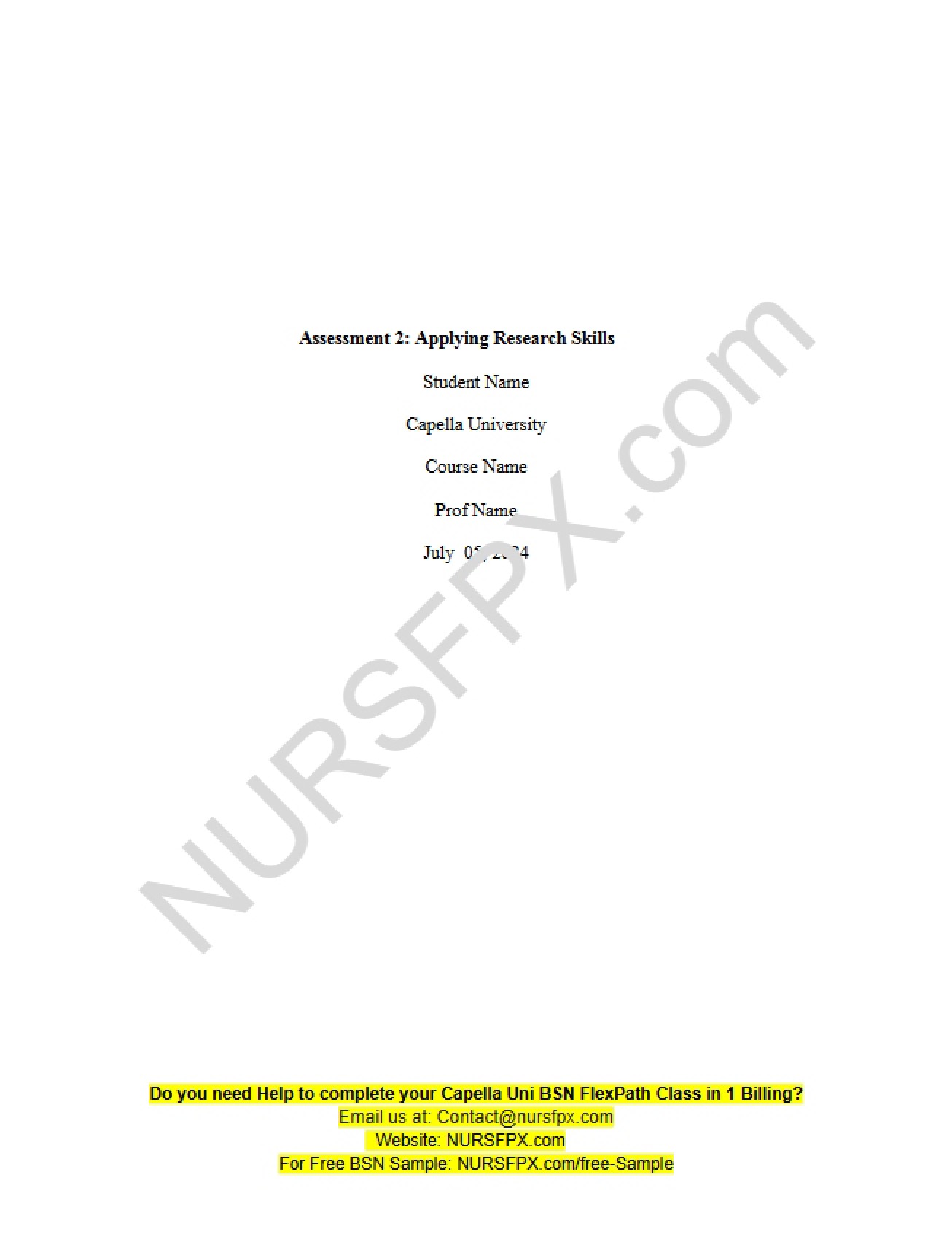 Research Skills Application Assessment Two - NHS FPX 4000