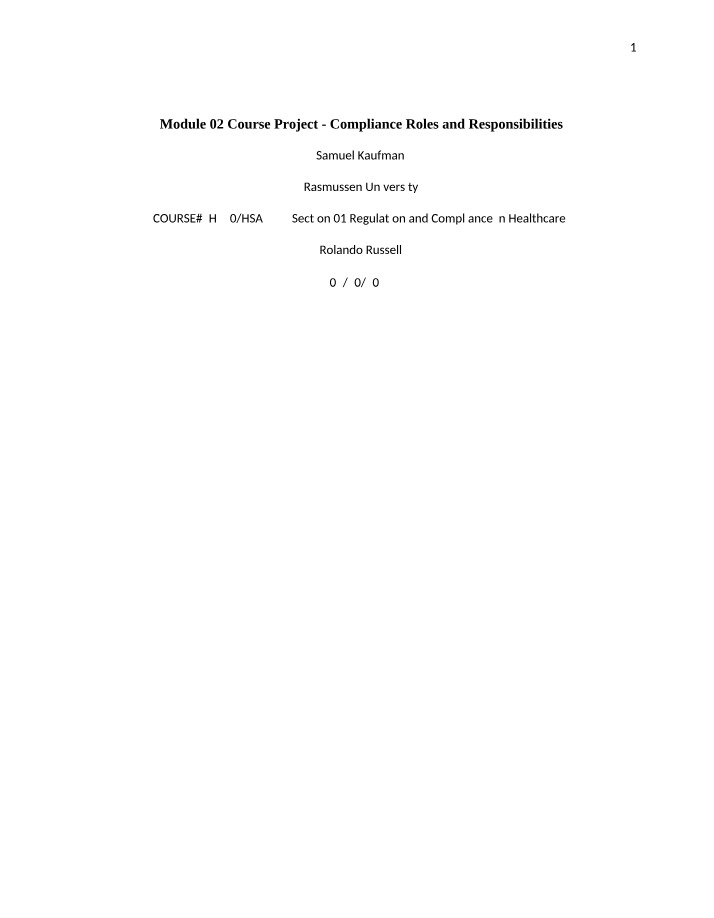 Compliance Roles and Responsibilities - Module 02 Course Project