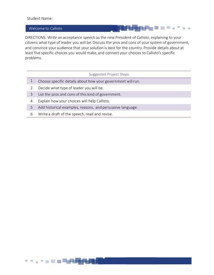 Government Project Plan for Callisto