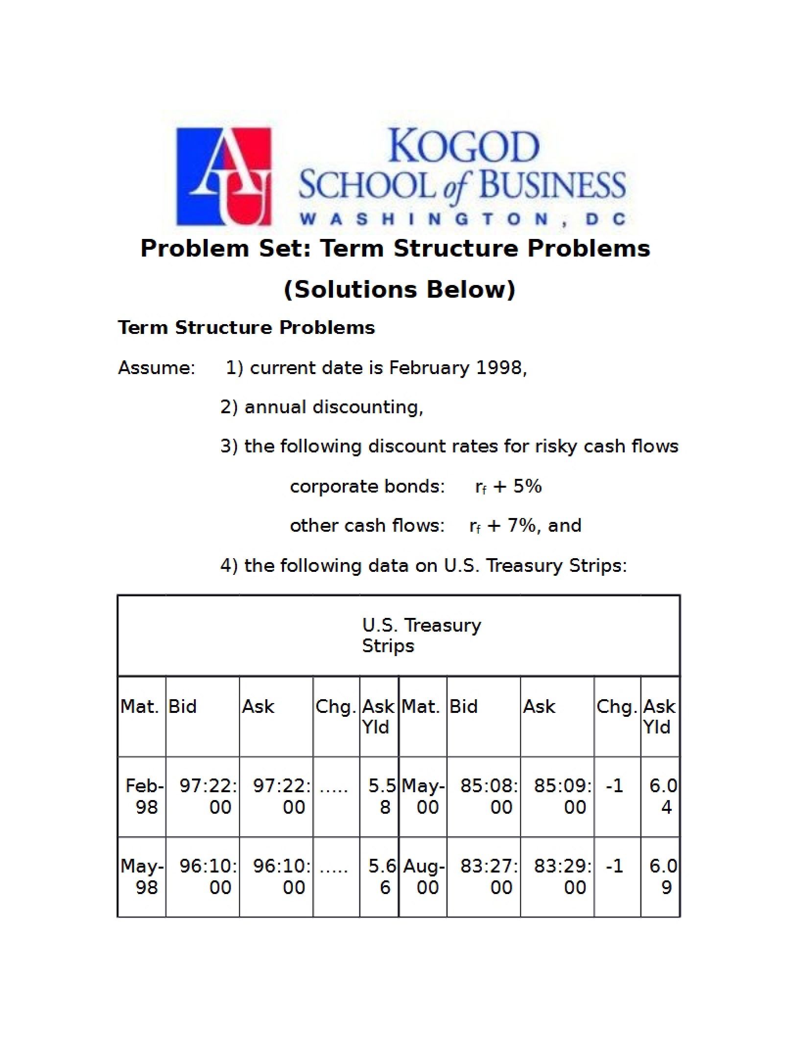 Exercises on Term Structure