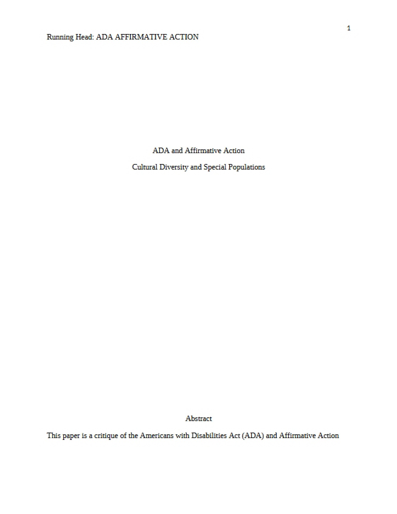 Affirmative Action and the ADA