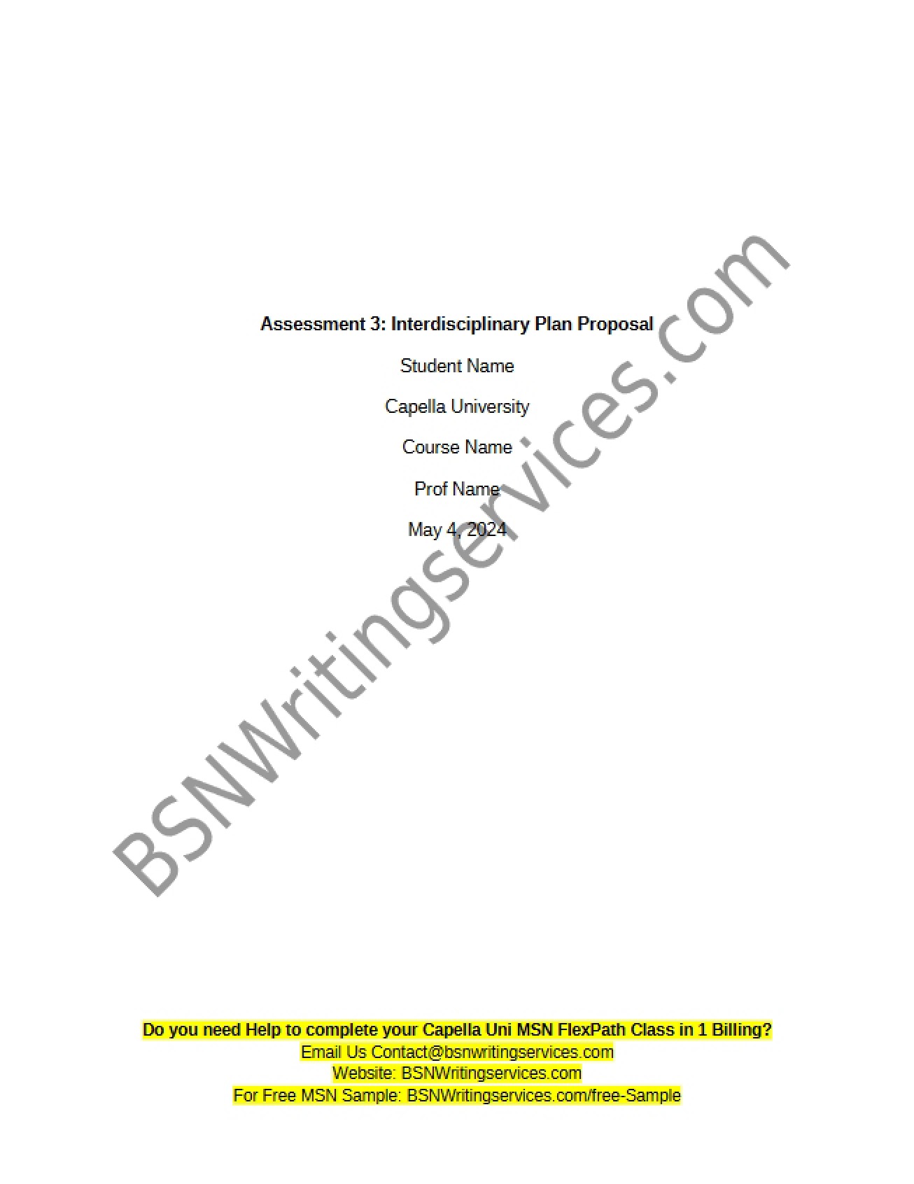 Interdisciplinary Proposal Plan (Assessment 3) - 5 Pages