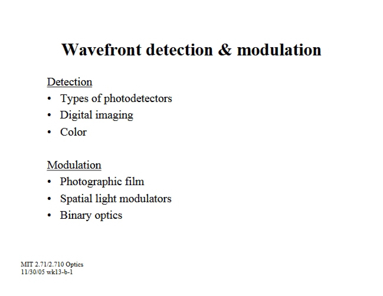 Modulation and Detection of Wavefronts