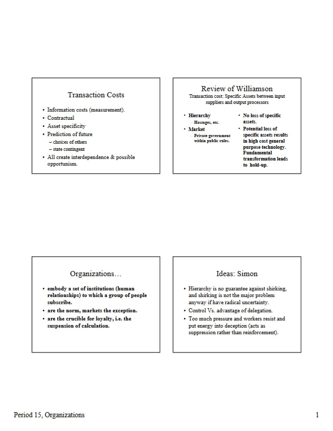 Costs of Transactions