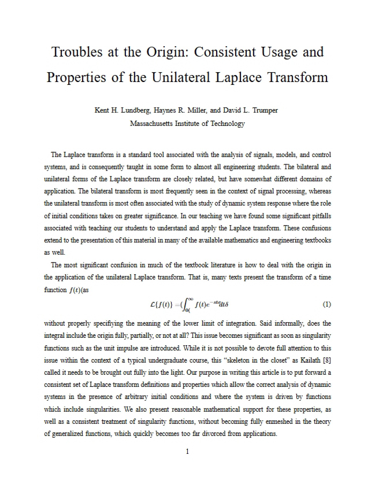 Laplace Transform: Unilateral