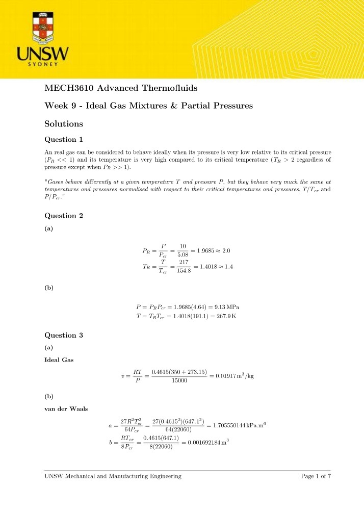 Solutions for Partial Pressures and Ideal Gas Mixtures