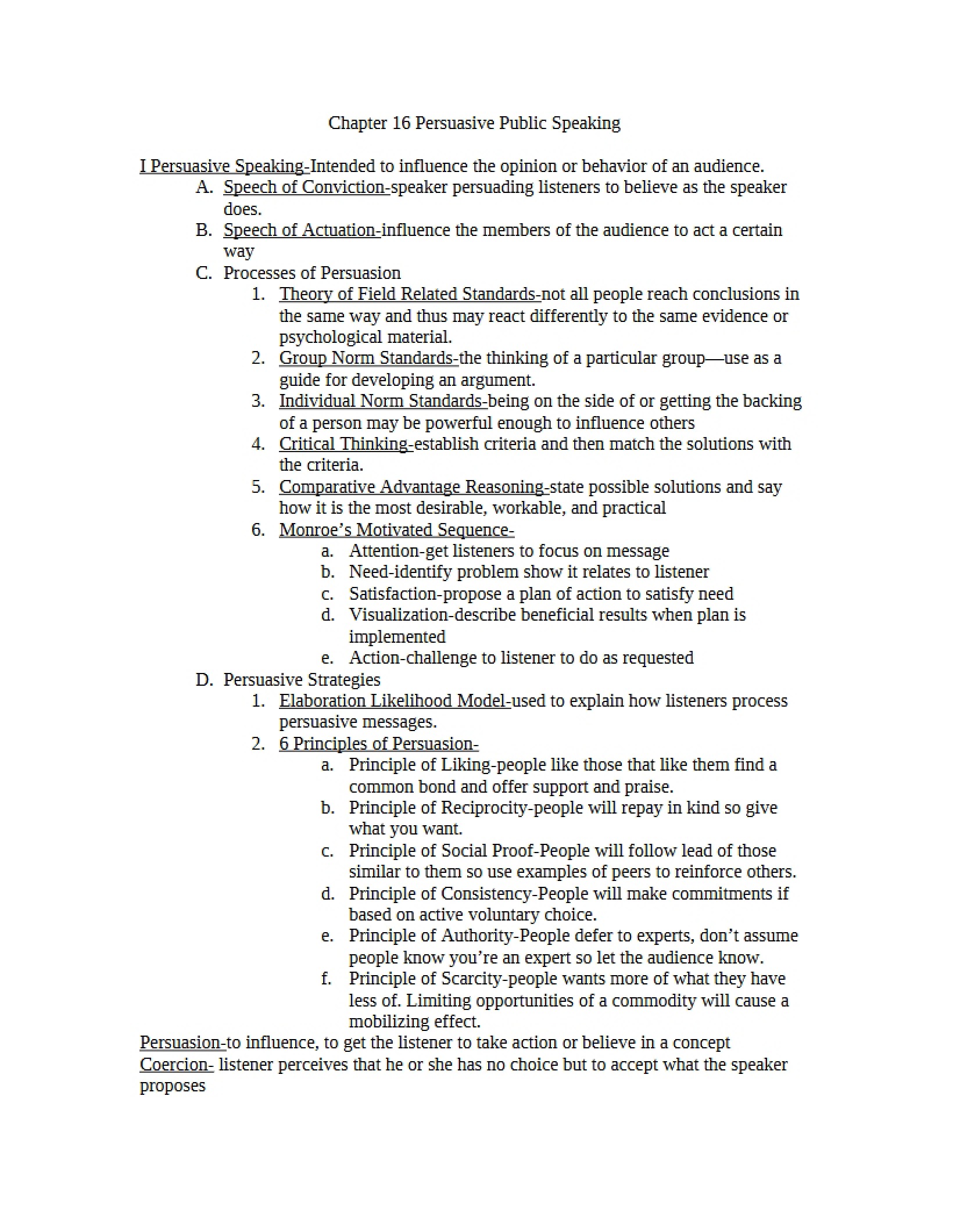 Public Speaking Persuasive (Chapter 16)