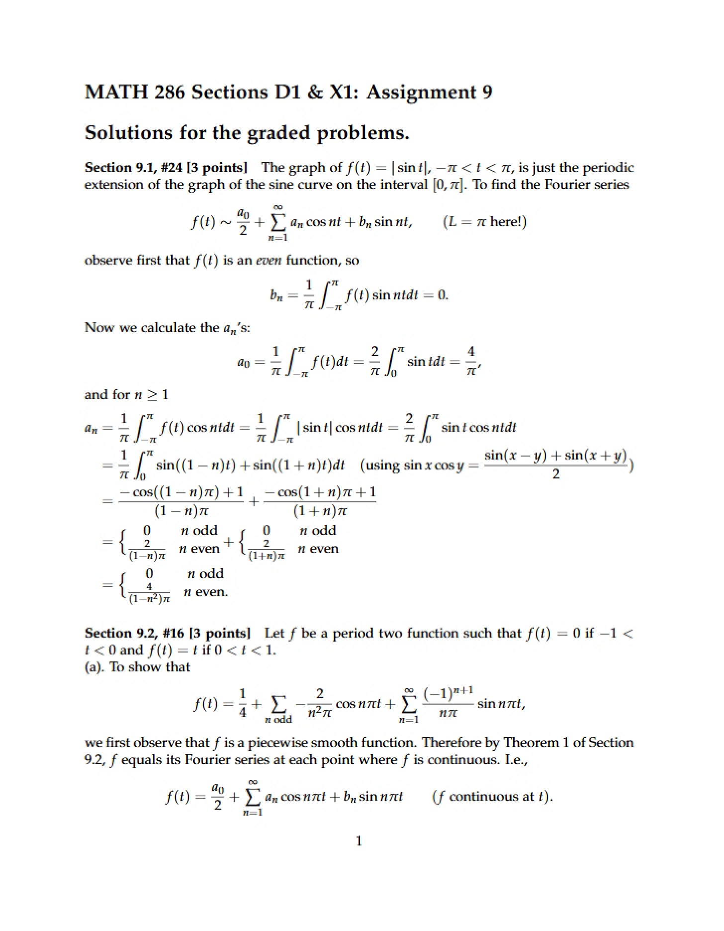 Set 9 Solutions