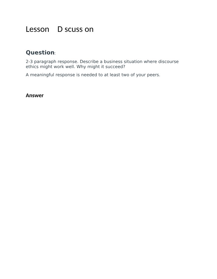 Discussion for Lesson 4