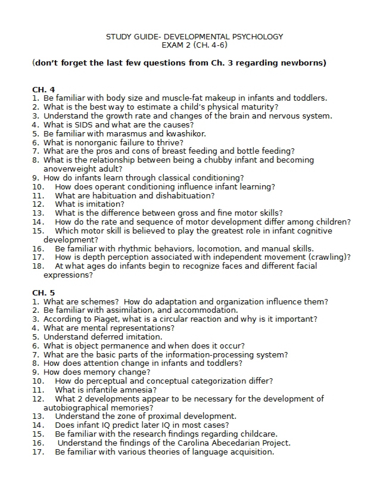 Study Guide One