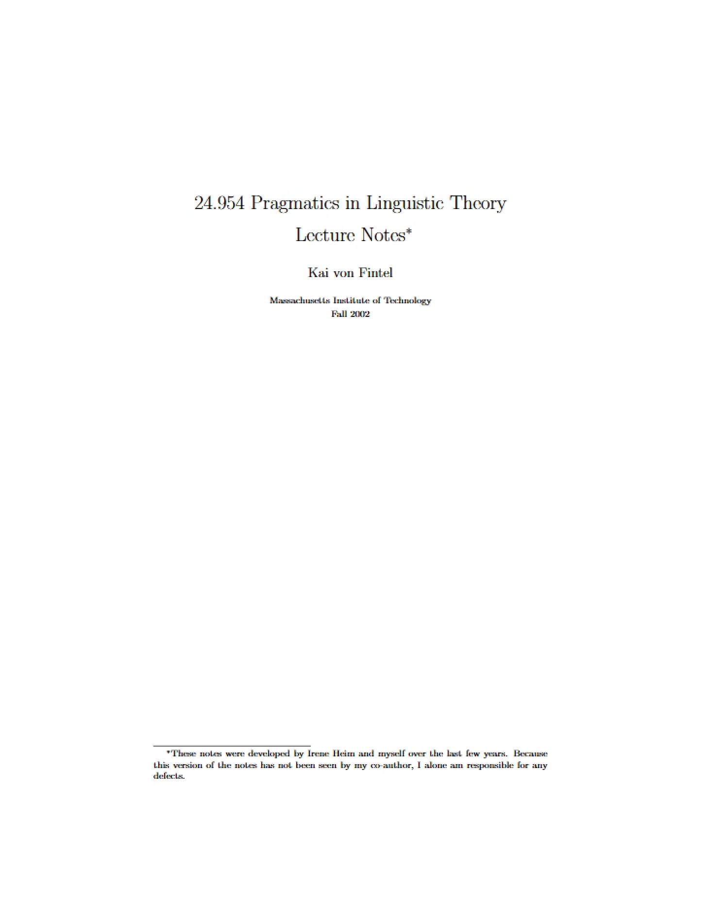 Course Lecture Notes