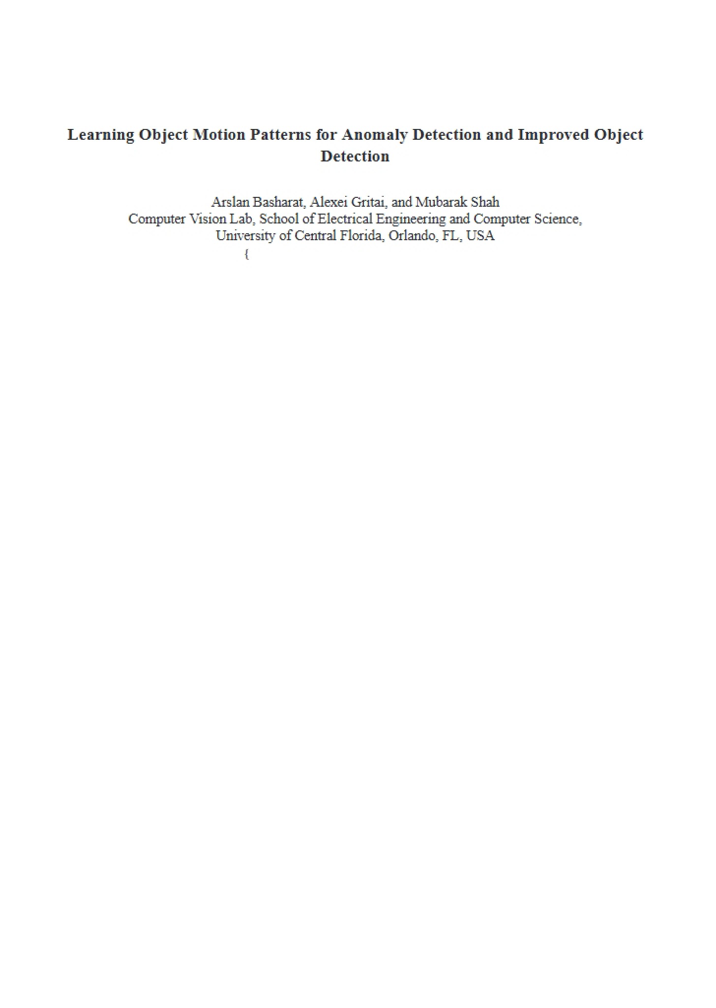 Improved Object Detection and Anomaly Detection by Learning Object Motion Patterns