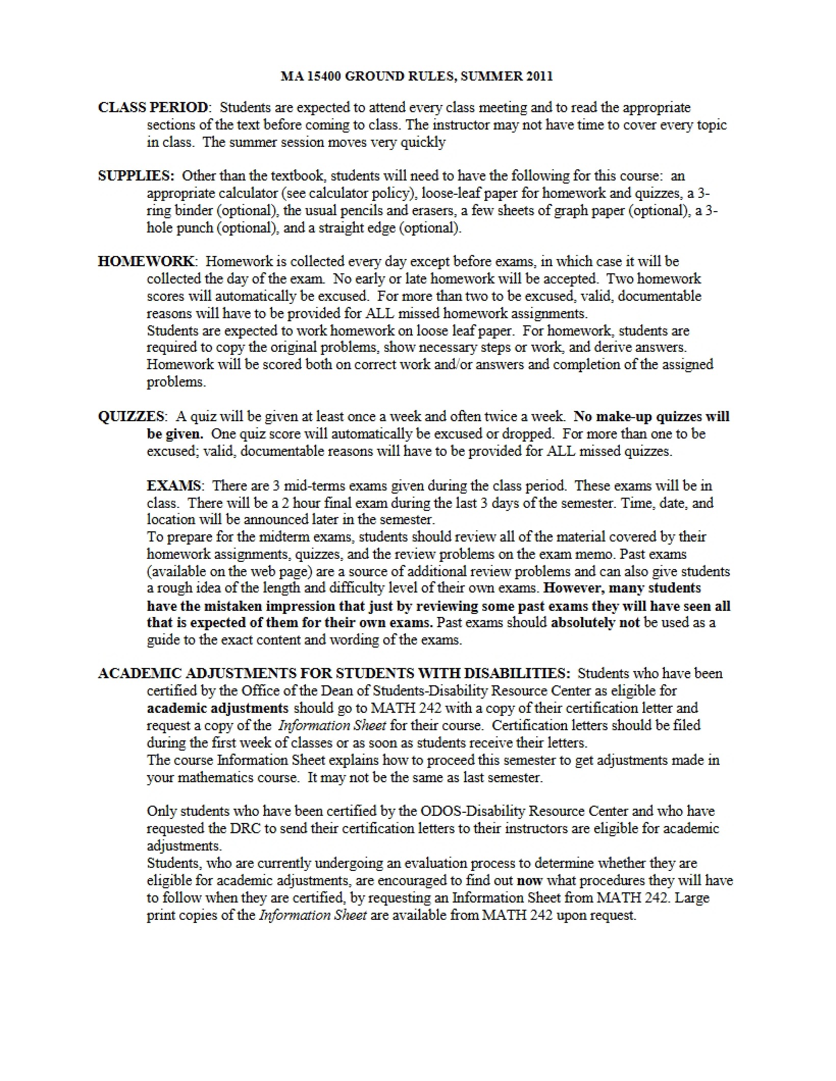 Class Policy Rules